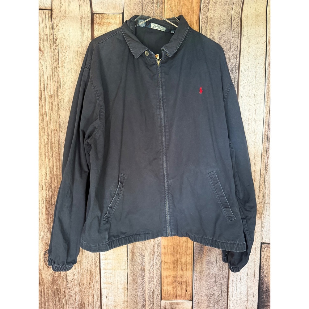 Polo Ralph Lauren Vintage Y2K Cotton Harrington Jacket Navy Distressed XXL